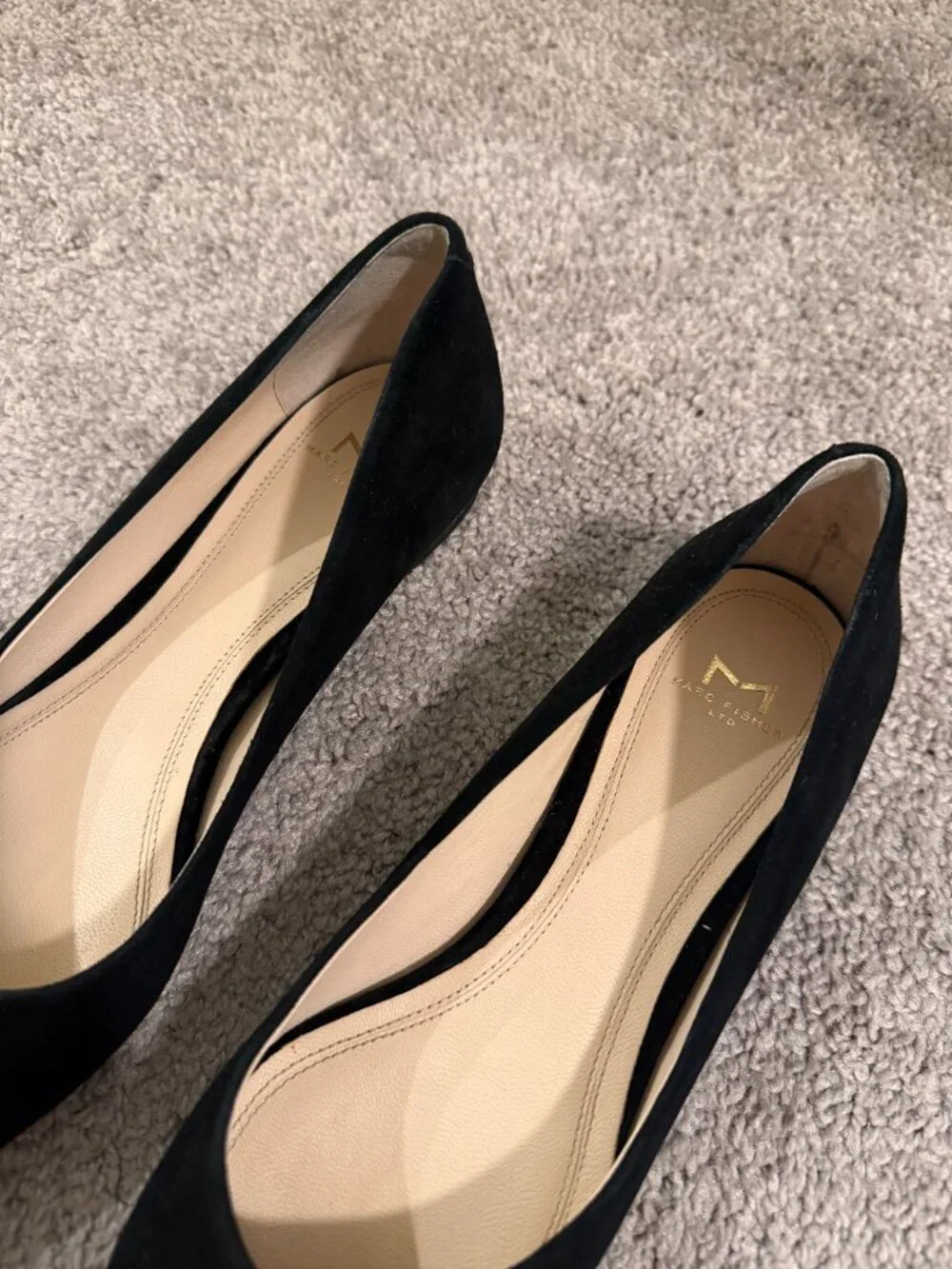 Marc Fisher Black Suede Pointed Toe Flats Women's Dress Shoes